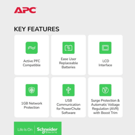 เครื่องสำรองไฟฟ้า APC 650VA 390 วัตต์ รุ่น BR650MI-3Y EASY UPS 6 ช่อง ป้องกัน ไฟตก ไฟเกิน_5